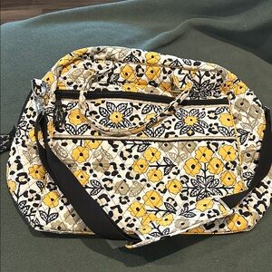 Vera Bradley Yellow and Black Floral Shoulder Bag